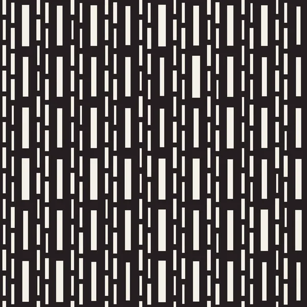 Zwart-wit patroon met onregelmatige onderbroken lijnen. Modern Abstract Vector naadloze achtergrond. Stijlvolle chaotische strepen mozaïek — Stockvector
