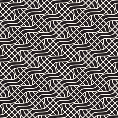 Sorunsuz siyah ve beyaz kafes desen çapraz. Soyut geometrik döşeme mozaiği. Şık arka plan tasarım