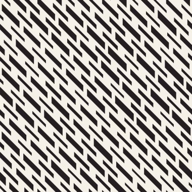 Siyah ve beyaz düzensiz kesik çizgiler desen. Modern soyut vektör sorunsuz arka plan. Şık kaotik çizgili Mozaik