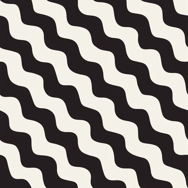 Nahtloses Muster mit handgezeichneten Wellen. abstrakter Hintergrund mit welligen Pinselstrichen. Schwarz-weiße Freihandlinien Textur. — Stockvektor