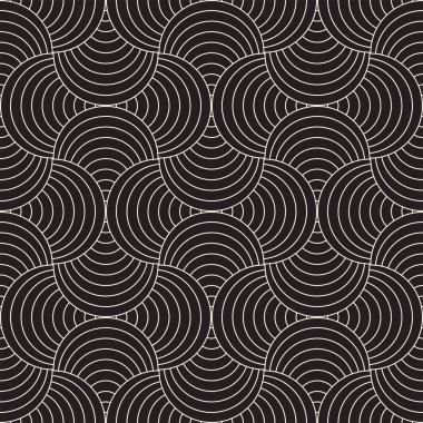 Vektör sorunsuz yuvarlak hatları desen. Geometrik arka plan tasarlamak. Dairesel geometrik döşeme kafes