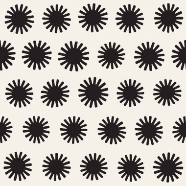 Vektör sorunsuz sunburst şekiller serbest desen. Arka plan yuvarlak fırça darbeleriyle. Elle çizilmiş doku