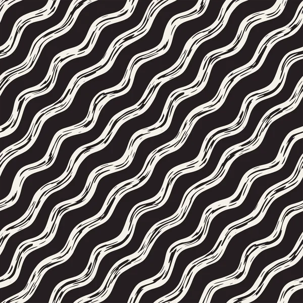 Decorative seamless pattern with hand drawn doodle lines. Hand painted grungy wavy stripes background. Trendy freehand texture — Stock Vector