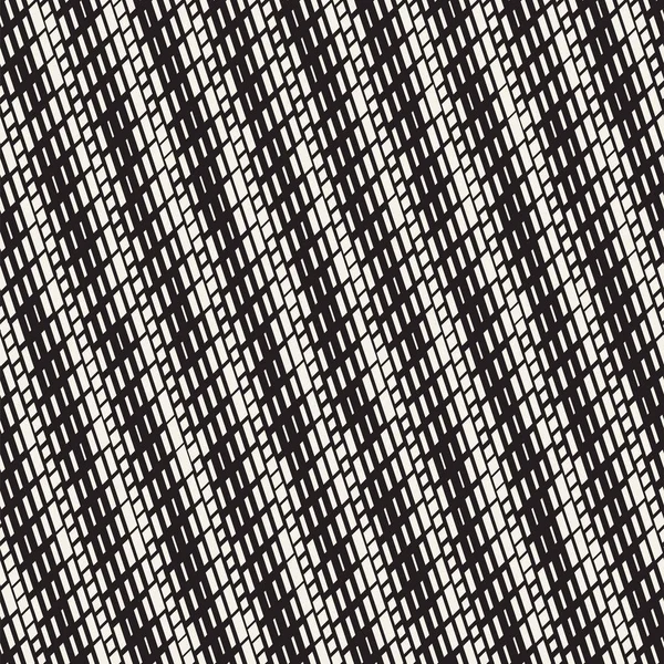黒と白の不規則な破線パターン。現代の抽象的なベクトルのシームレスな背景。混沌とした四角形の縞のモザイク — ストックベクタ