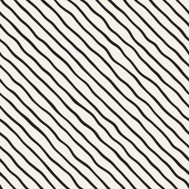 El ile Seamless Modeli dalgalar çizilmiş. Arka plan dalgalı fırça darbeleriyle. Siyah ve beyaz serbest doku hatları.