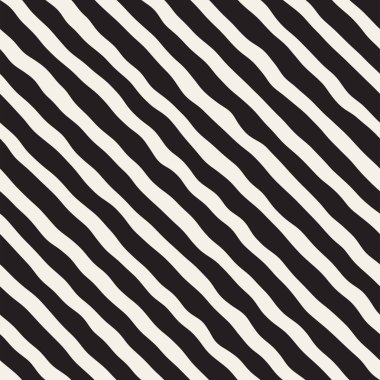 El ile Seamless Modeli dalgalar çizilmiş. Arka plan dalgalı fırça darbeleriyle. Siyah ve beyaz serbest doku hatları.