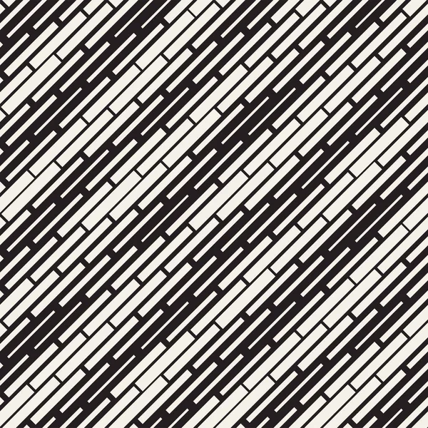 Black and White Irregular Dashed Lines Pattern. Modern Abstract Vector Seamless Background. Chaotic Rectangle Stripes Mosaic — Stock Vector