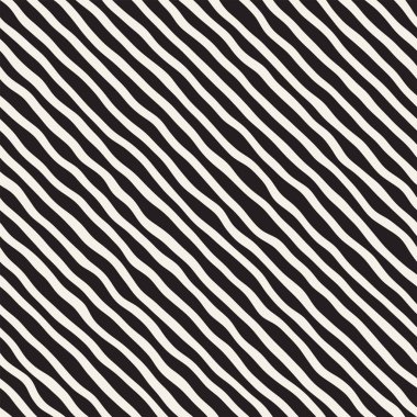 El ile Seamless Modeli dalgalar çizilmiş. Arka plan dalgalı fırça darbeleriyle. Siyah ve beyaz serbest doku hatları.