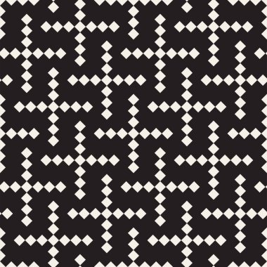 Sorunsuz siyah ve beyaz kafes desen çapraz. Soyut geometrik döşeme mozaiği. Şık arka plan tasarım