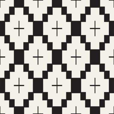 Sorunsuz oyma desen. Tekrarlanan kafes. Simetrik geometrik soyut duvar kağıdı. Kafes etnik motif. Vektör çizim