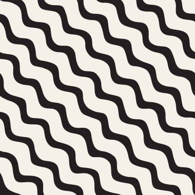 El ile Seamless Modeli dalgalar çizilmiş. Arka plan dalgalı fırça darbeleriyle. Siyah ve beyaz serbest doku hatları.