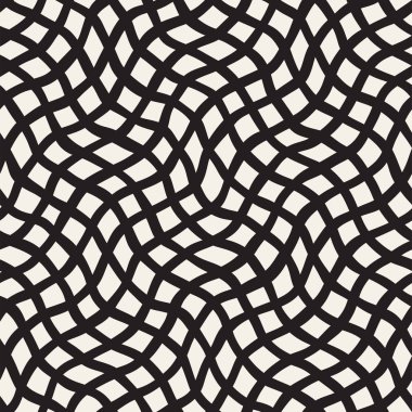 El ile Seamless Modeli dalgalar çizilmiş. Arka plan dalgalı fırça darbeleriyle. Siyah ve beyaz serbest doku hatları.