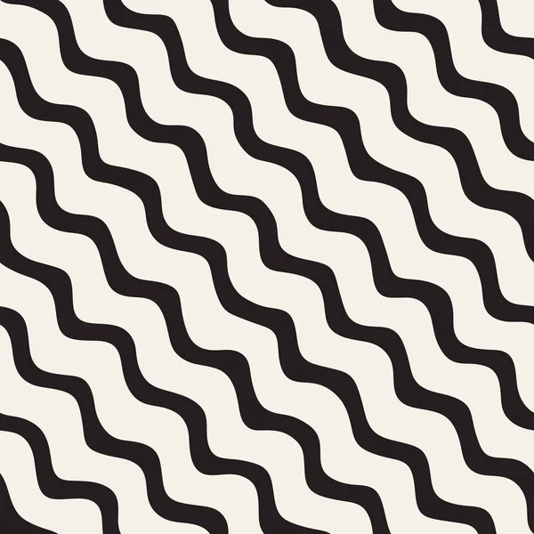 El ile Seamless Modeli dalgalar çizilmiş. Arka plan dalgalı fırça darbeleriyle. Siyah ve beyaz serbest doku hatları.