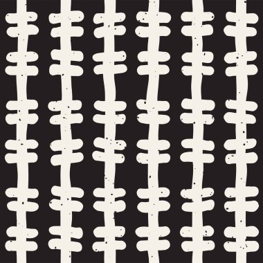 El çekilmiş siyah beyaz mürekkep soyut seamless modeli. Vektör şık doku. Tek renkli geometrik shappes boya fırça satırları