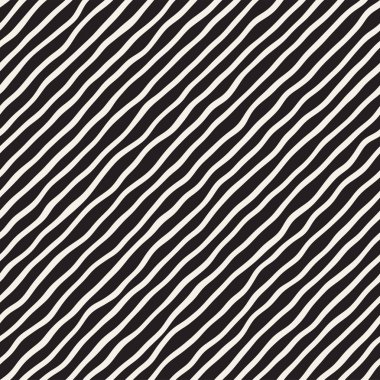 El ile Seamless Modeli dalgalar çizilmiş. Arka plan dalgalı fırça darbeleriyle. Siyah ve beyaz serbest doku hatları.