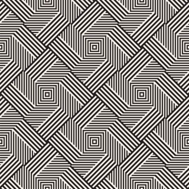 Soyut geometrik desen çizgili satırlar. Sorunsuz vektör ackground. Siyah ve beyaz kafes doku.
