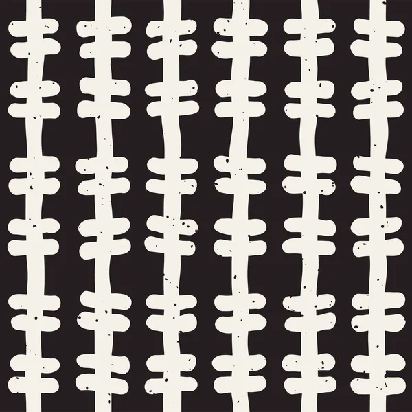 El çekilmiş siyah beyaz mürekkep soyut seamless modeli. Vektör şık doku. Tek renkli geometrik shappes boya fırça satırları