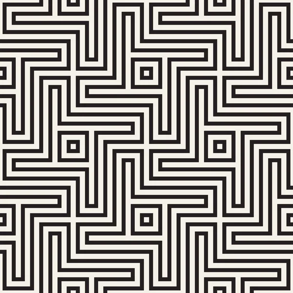 Abstraktes geometrisches Muster mit Streifen, Linien. Nahtloser Vektoruntergrund. Schwarz-weiße Gitterstruktur. — Stockvektor