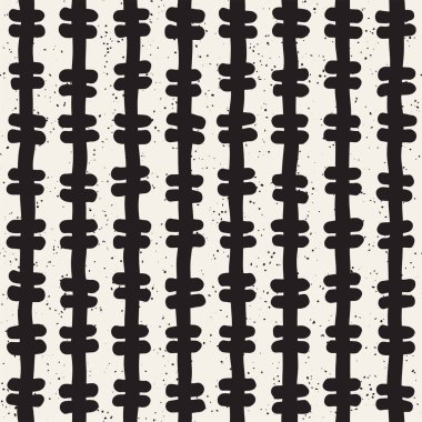 Elle çizilmiş stil etnik seamless modeli. Soyut geometrik döşeme arka plan siyah ve beyaz. Vektör Serbest doodle doku.