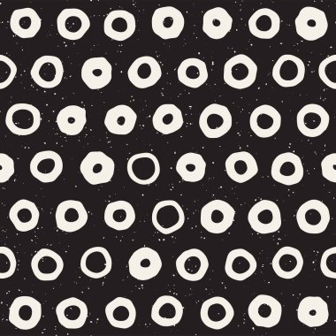 El çekilmiş siyah beyaz mürekkep soyut seamless modeli. Vektör şık grunge doku. Tek renkli şekiller boya fırça satırları dağınık