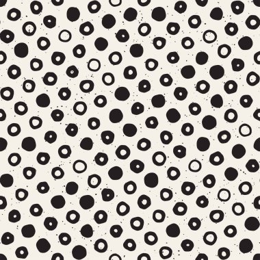 El çekilmiş siyah beyaz mürekkep soyut seamless modeli. Vektör şık grunge doku. Tek renkli şekiller boya fırça satırları dağınık