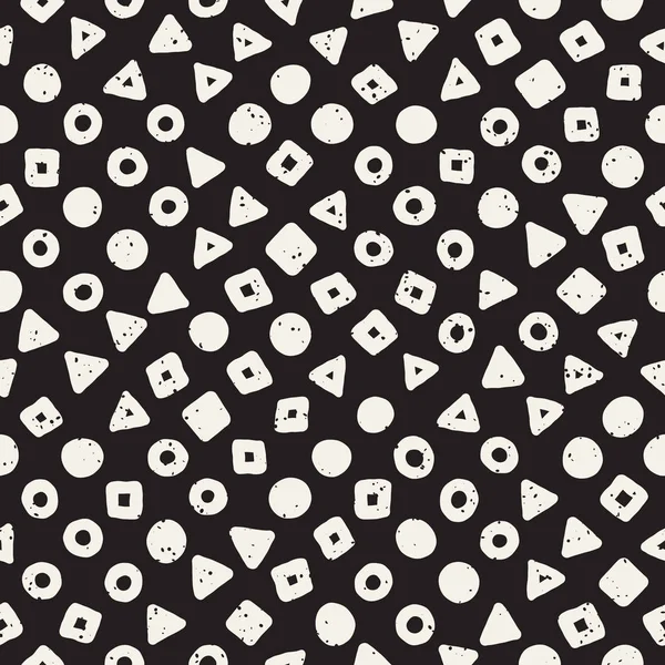 Handgezeichnete Schwarz-Weiß-Tusche abstrakte nahtlose Muster. Vektor stilvolle Grunge-Textur. Monochrom gestreute Formen malen Pinselstriche — Stockvektor