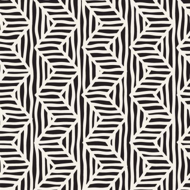 Vektör sorunsuz elle çizilmiş desen. Zigzag ve şerit kaba hatları. Aşiret tasarım arka plan. Etnik doodle doku.