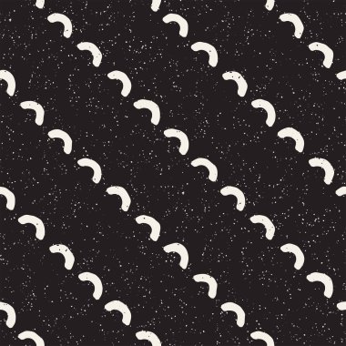 El çekilmiş siyah beyaz mürekkep soyut seamless modeli. Vektör şık doku. Tek renkli geometrik shappes boya fırça satırları