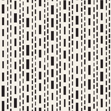 Siyah ve beyaz düzensiz kesik çizgiler desen. Modern soyut vektör sorunsuz arka plan. Kaotik dikdörtgen çizgili Mozaik