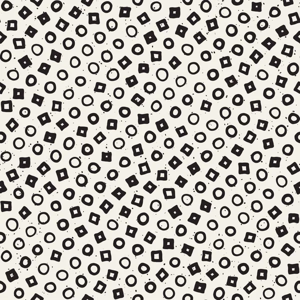 El çekilmiş siyah beyaz mürekkep soyut seamless modeli. Vektör şık grunge doku. Tek renkli şekiller boya fırça satırları dağınık