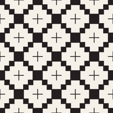 Sorunsuz oyma desen. Tekrarlanan kafes. Simetrik geometrik soyut duvar kağıdı. Kafes etnik motif. Vektör çizim