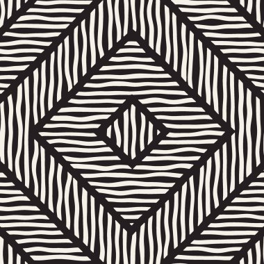 Vektör sorunsuz elle çizilmiş desen. Zigzag ve şerit kaba hatları. Aşiret tasarım arka plan. Etnik doodle doku.
