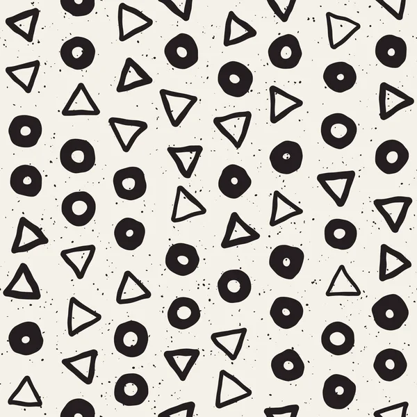 El çekilmiş siyah beyaz mürekkep soyut seamless modeli. Vektör şık grunge doku. Tek renkli şekiller boya fırça satırları dağınık