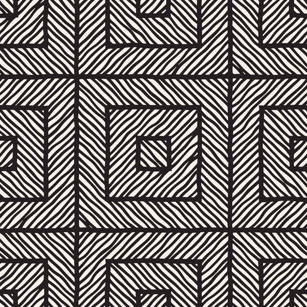 Modèle vectoriel sans couture dessiné à la main. Lignes rugueuses en zigzag et rayures. Contexte de conception tribale. Texture ethnique doodle . — Image vectorielle