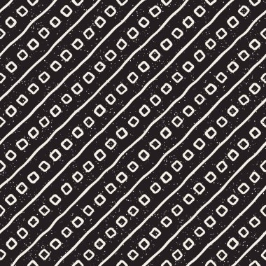 El çekilmiş siyah beyaz mürekkep soyut seamless modeli. Vektör şık doku. Tek renkli geometrik shappes boya fırça satırları