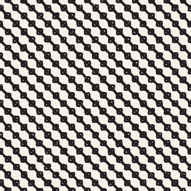 El çekilmiş siyah beyaz mürekkep soyut seamless modeli. Vektör şık doku. Tek renkli geometrik shappes boya fırça satırları