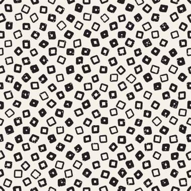 El çekilmiş siyah beyaz mürekkep soyut seamless modeli. Vektör şık grunge doku. Tek renkli şekiller boya fırça satırları dağınık