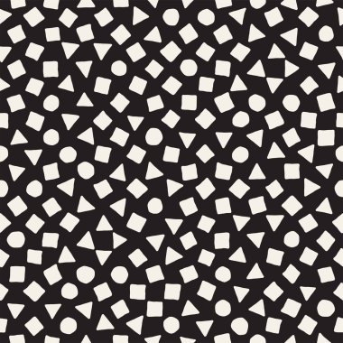 El çekilmiş siyah beyaz mürekkep soyut seamless modeli. Vektör şık grunge doku. Tek renkli şekiller boya fırça satırları dağınık