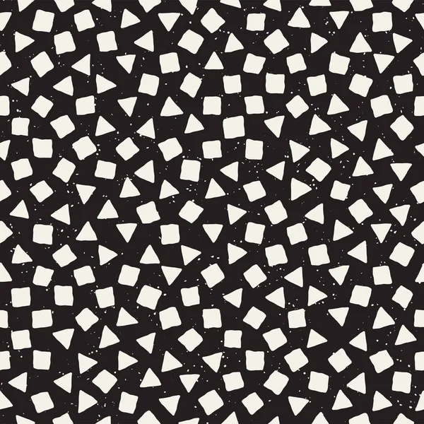 El çekilmiş siyah beyaz mürekkep soyut seamless modeli. Vektör şık grunge doku. Tek renkli şekiller boya fırça satırları dağınık