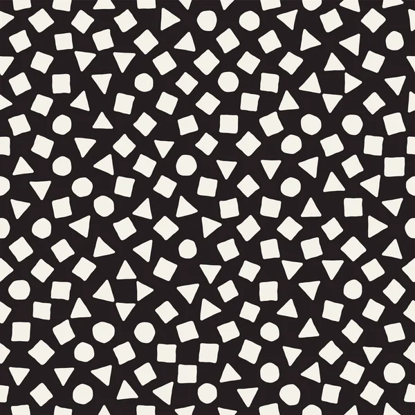 El çekilmiş siyah beyaz mürekkep soyut seamless modeli. Vektör şık grunge doku. Tek renkli şekiller boya fırça satırları dağınık