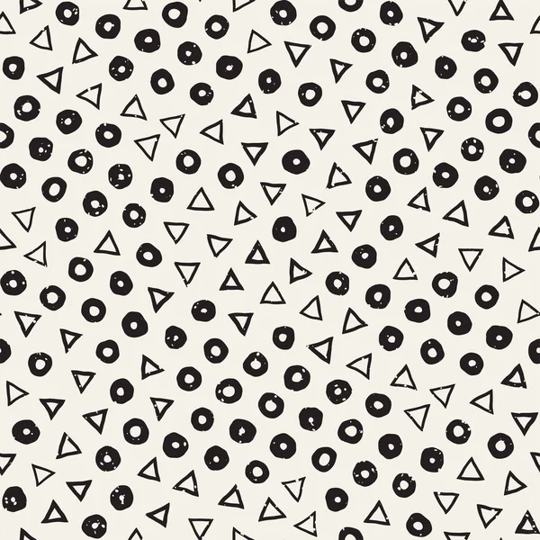 El çekilmiş siyah beyaz mürekkep soyut seamless modeli. Vektör şık grunge doku. Tek renkli şekiller boya fırça satırları dağınık