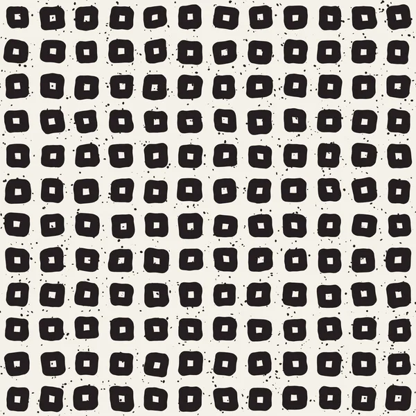 El çekilmiş siyah beyaz mürekkep soyut seamless modeli. Vektör şık doku. Tek renkli geometrik shappes boya fırça satırları