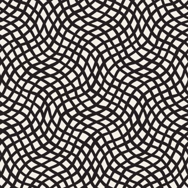 El ile Seamless Modeli dalgalar çizilmiş. Arka plan dalgalı fırça darbeleriyle. Siyah ve beyaz serbest doku hatları.