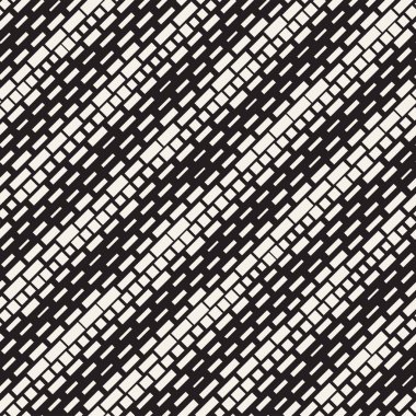 Siyah ve beyaz düzensiz kesik çizgiler desen. Modern soyut vektör sorunsuz arka plan. Kaotik dikdörtgen çizgili Mozaik