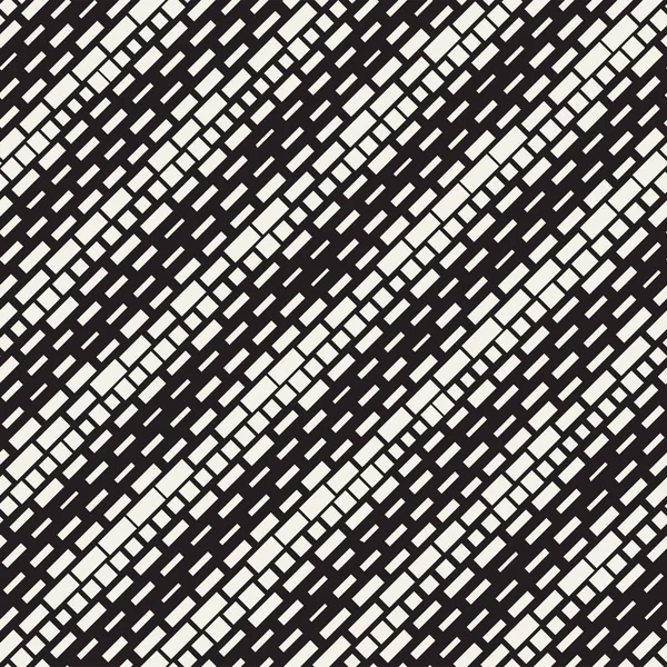 Siyah ve beyaz düzensiz kesik çizgiler desen. Modern soyut vektör sorunsuz arka plan. Kaotik dikdörtgen çizgili Mozaik