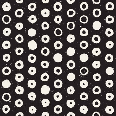 El çekilmiş siyah beyaz mürekkep soyut seamless modeli. Vektör şık grunge doku. Tek renkli şekiller boya fırça satırları dağınık
