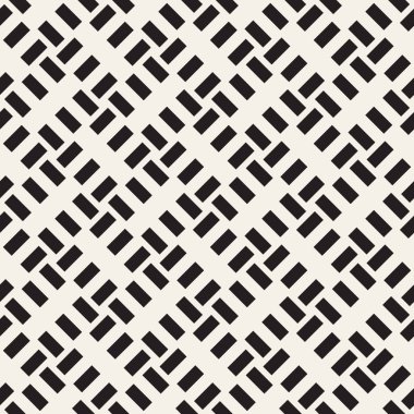Vektör kesintisiz geometrik desen çapraz tarama. Grafik veya arka plan geçti. Damalı motif. Crosshatched hatlarının kesintisiz siyah beyaz doku. Kafes basit kumaş baskı.
