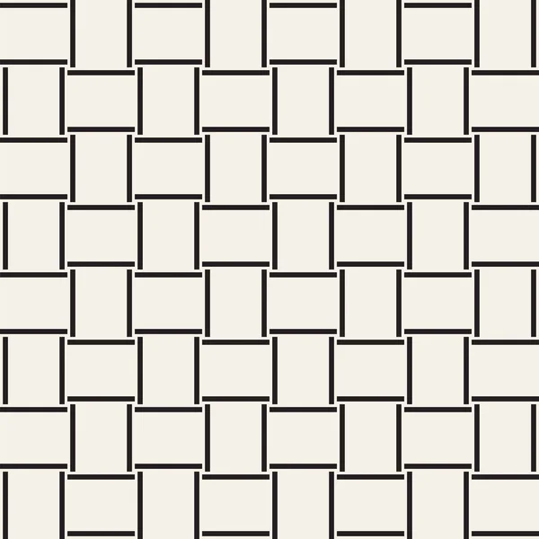 Crosshatch vector seamless geometric pattern. Crossed graphic rectangles background. Checkered motif. Seamless black and white texture of crosshatched lines. Trellis simple fabric print. — Stock Vector