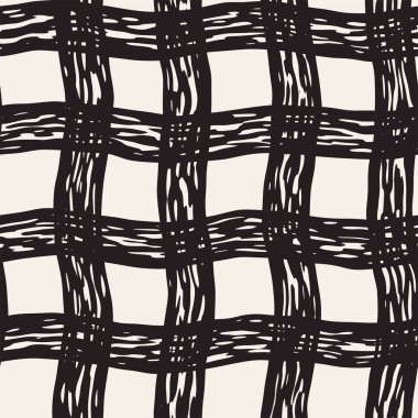 Elle çizilmiş seamless modeli. Mürekkep doodle grunge kılavuz allover desenle. Serbest çizim tartan ile grafik arka plan.