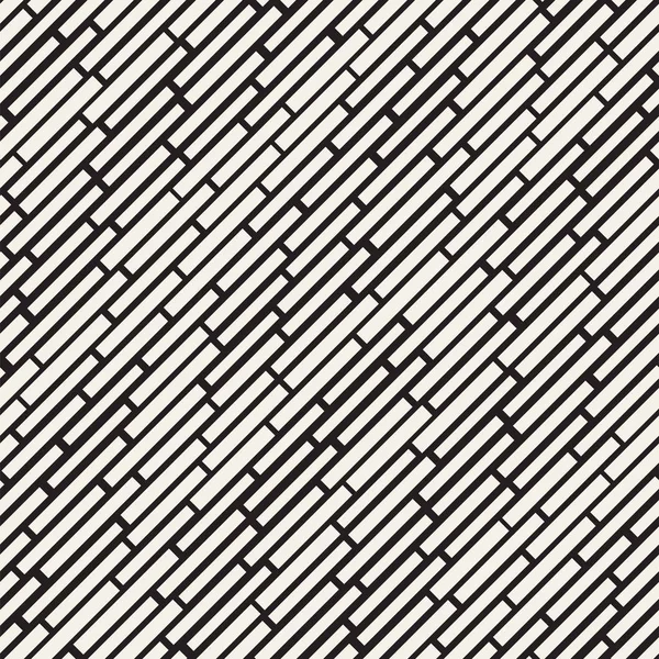 Siyah ve beyaz düzensiz kesik çizgiler desen. Modern soyut vektör sorunsuz arka plan. Kaotik dikdörtgen çizgili Mozaik